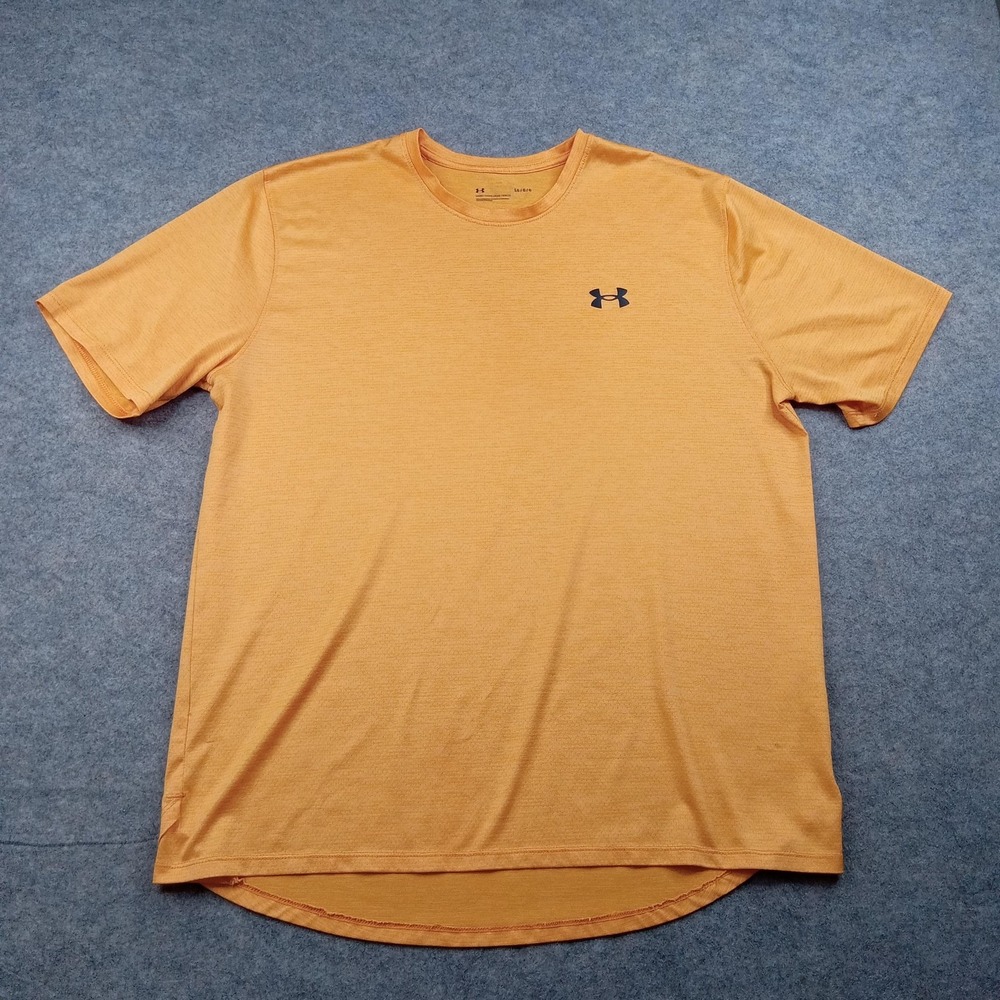 Under Armour Shirt Mens Large Orange Loose Fit Athletic‎ Training Workout Top